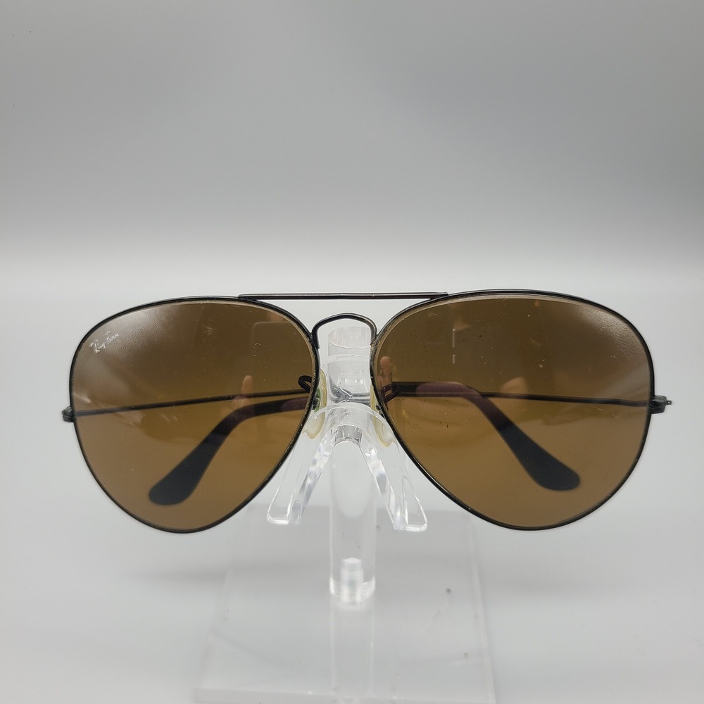 Vintage Ray-Ban B&L Aviator Sunglasses Black Metal Brown Lens 62[]14 Bausch Lomb